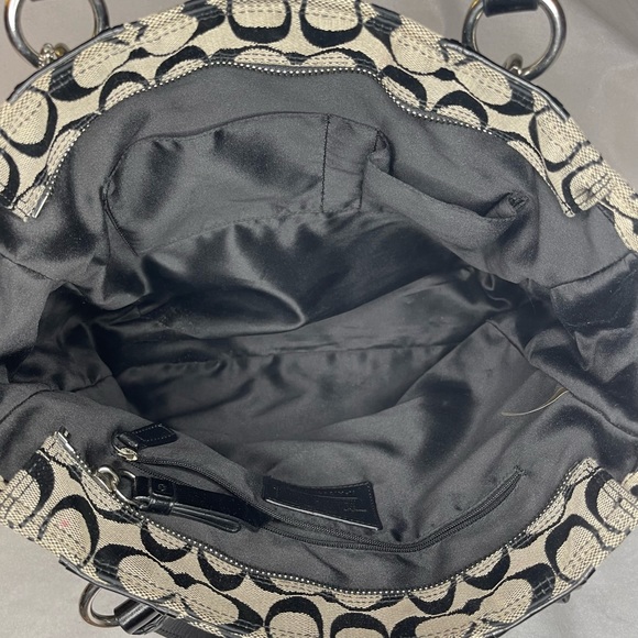 Coach Gallery Signature Zip Tote Bag - Black/Silver Canvas, Leather Accents 🩶 - Picture 5 of 9